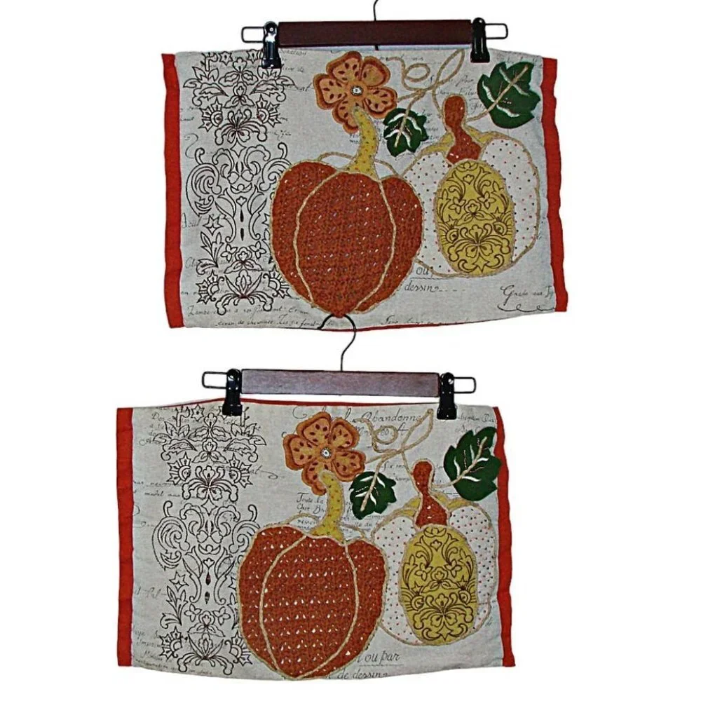 Pier 1 Imports Embroidered Pillow Covers Cottage Core Fall Floral Pumpkin 13x18